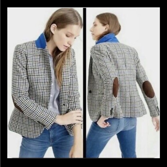 New Without Tags J. Crew Campbell Moon Elbow Patch Houndstooth Blazer, 4, $248